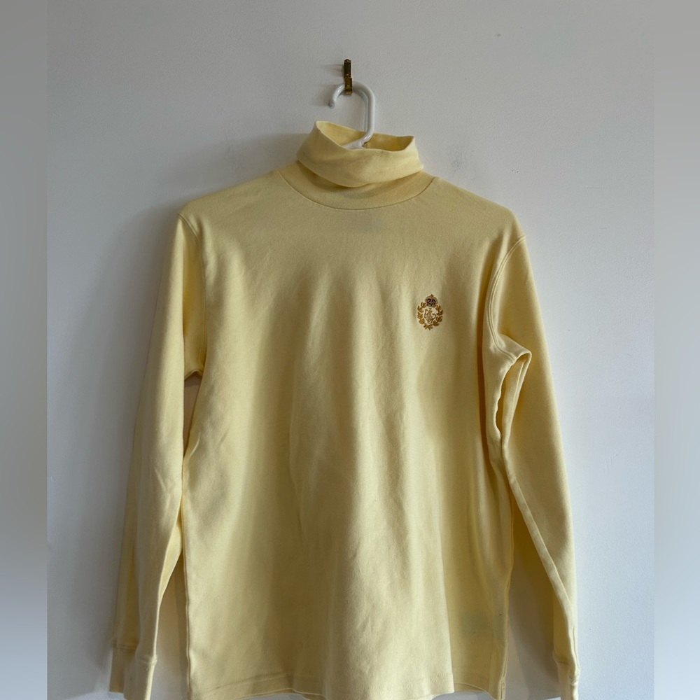 Vintage Ralph Lauren 100% Cotton Yellow Turtleneck Long Sleeve Size Medium